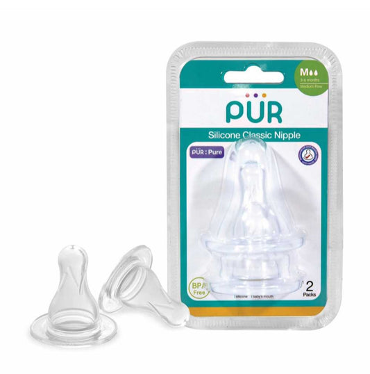 Pur Classic Standard Neck Silicone Nipples Teats - Medium Flow