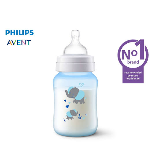 Avent Anti-Colic Feeding Bottle, 1m+, 260ml/9oz, Elephants, SCF821/15